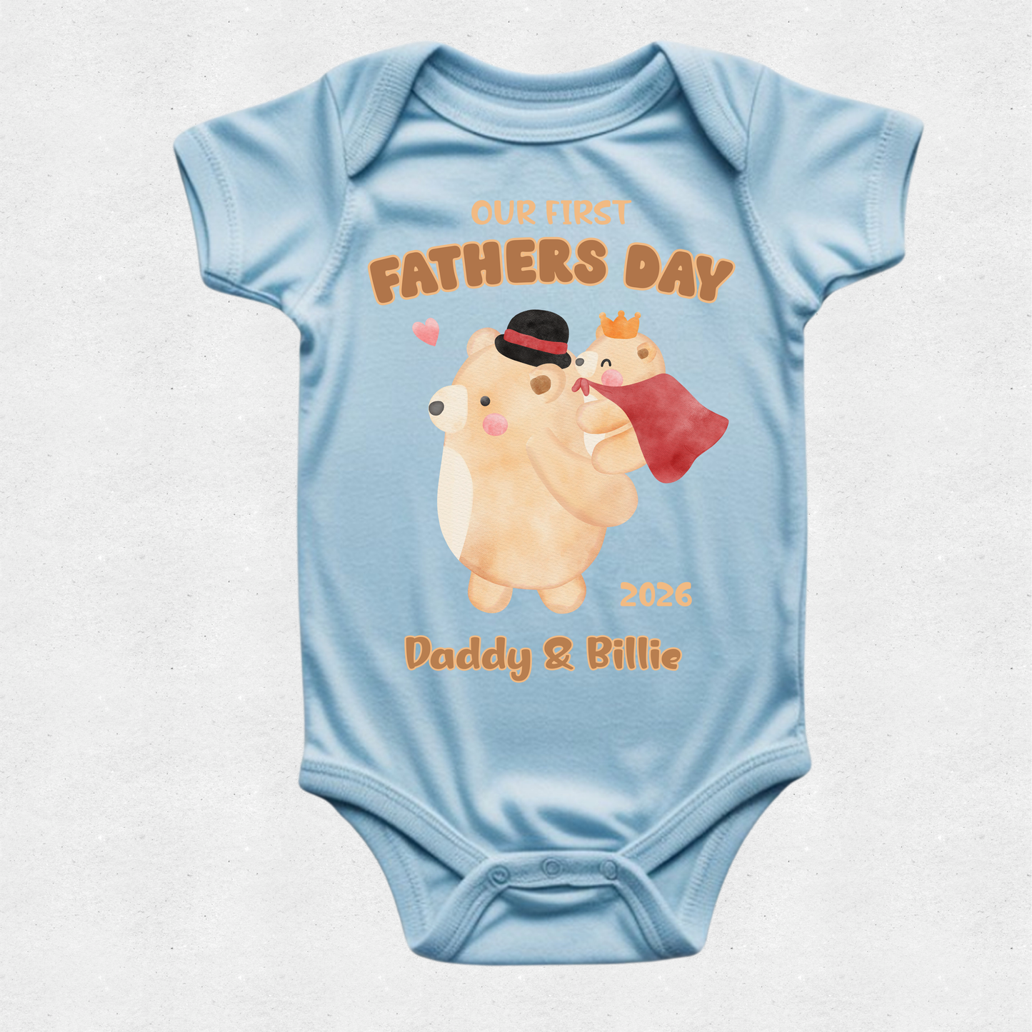 Teddy Bear Piggy Back -  Our First Fathers Day Matching Tshirt