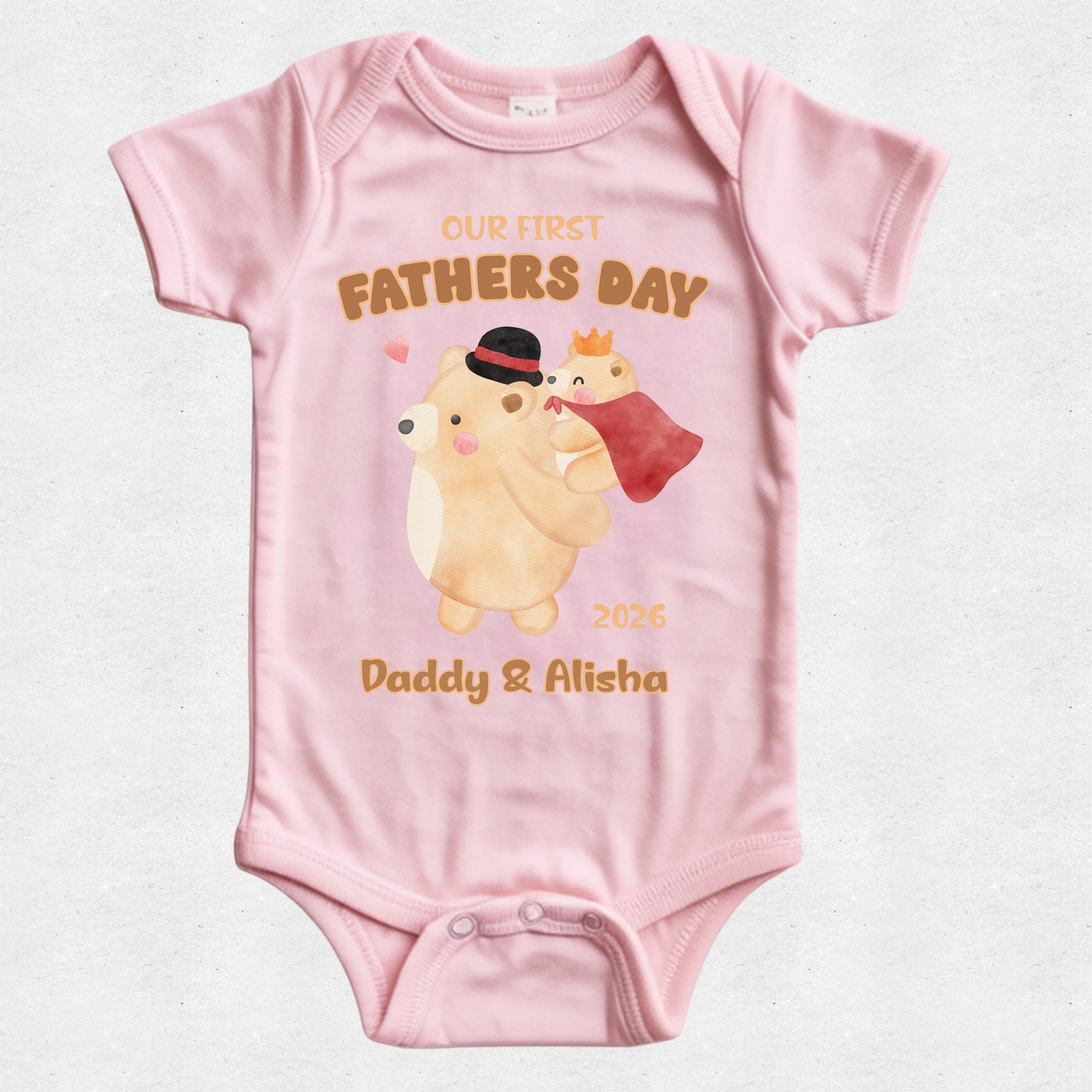 Teddy Bear Piggy Back -  Our First Fathers Day Matching Tshirt
