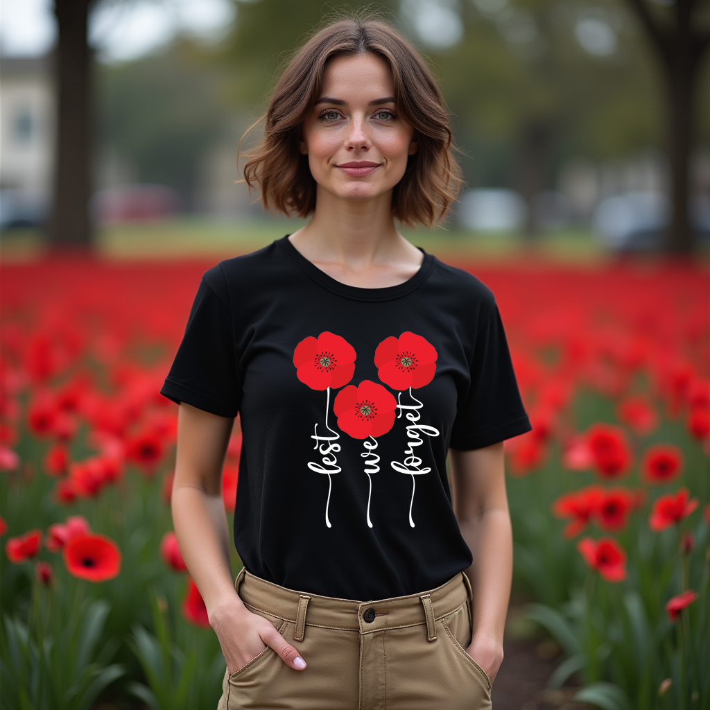 ANZAC Day T-Shirt – Poppy Lest We Forget