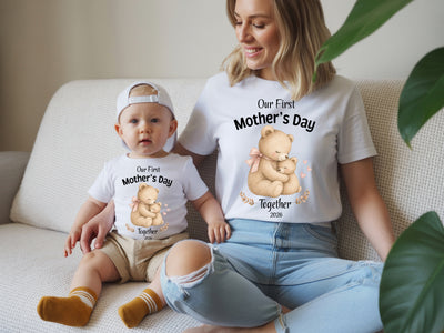 teddy mothers day shirt with mum and baby