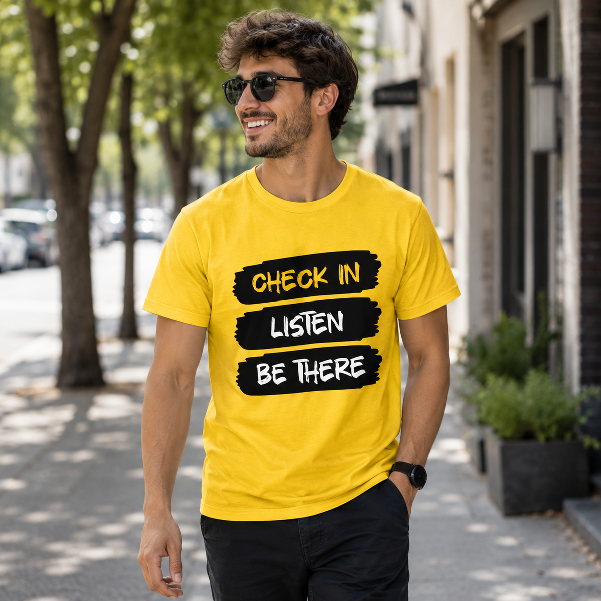 Check In Listen Be There - Mental Health & Kindness Tshirt