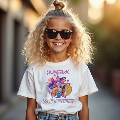 K-Pop themed t-shirt with Demon Hunters artwork, styled for fans of music, fantasy, and Netflix animation.