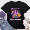 Flat lay of K-Pop Demon Hunters inspired t-shirt featuring animated pop group design in Netflix anime style.
