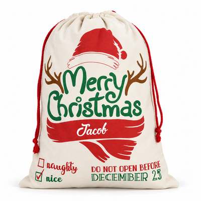 Christmas Sacks Personalised - Merry Christmas Ears