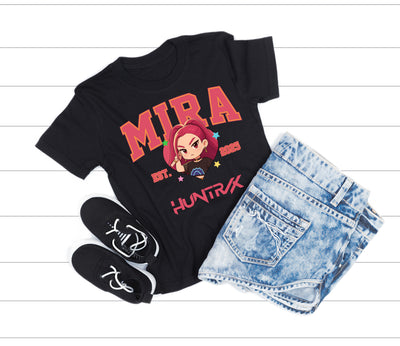 Mira Huntrix idol inspired graphic tee close-up design