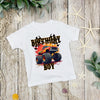 Personalised kids birthday shirt with monster trucks