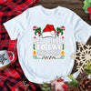 Holiday party tee featuring playful "Most Likely to Eat Santa’s Cookies" design