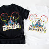 Black and white t-shirts with Disney-themed graphics and 'Disney Trip' text on a white background