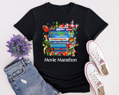 Holiday movie night graphic tee for men, women, and teens
