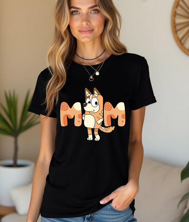 Women’s t-shirt inspired by Chilli from Bluey, playtime edition for mums.