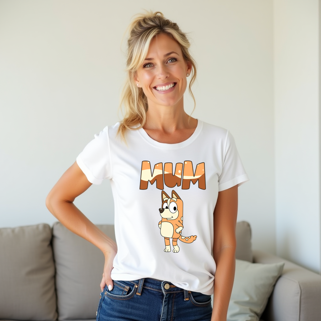 Chilli the Mum Bluey inspired T-shirt front view