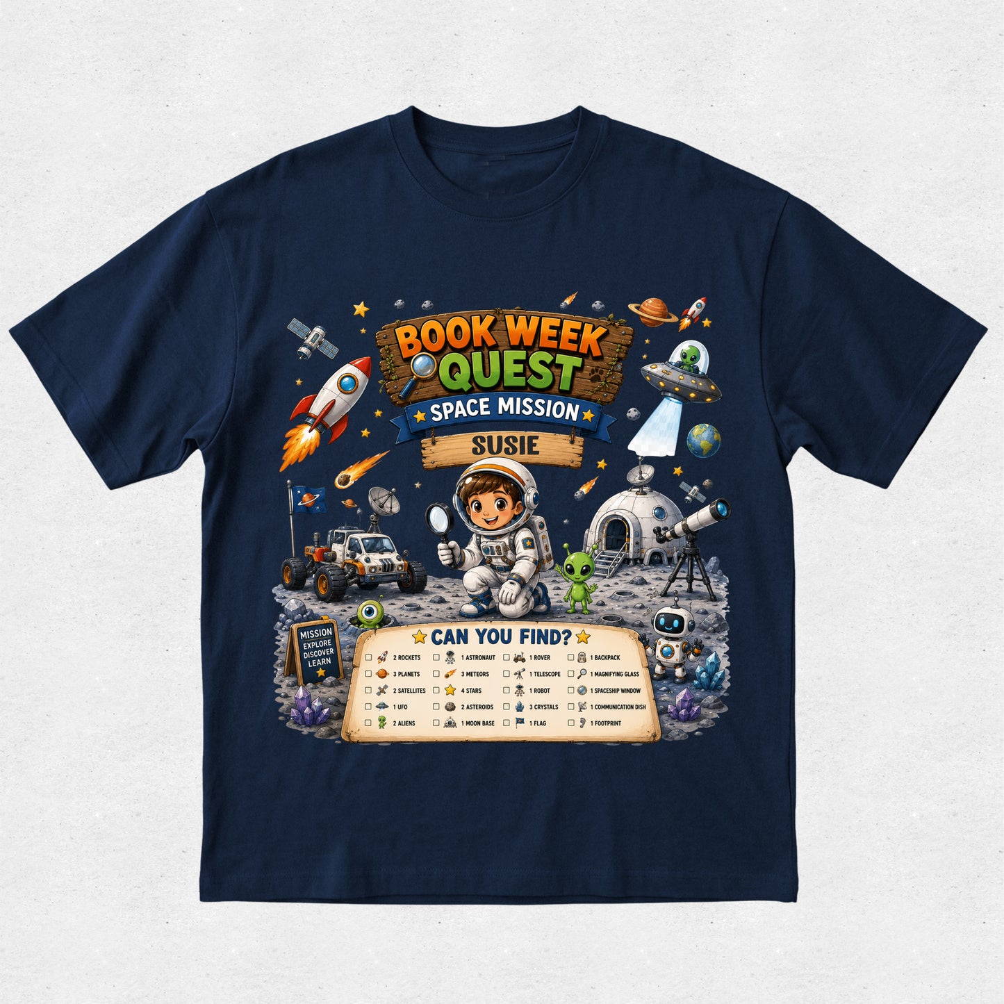 Interactive Book Week Quest Tshirt - Space Mission