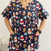 Christmas Unisex Printed Scrubs - Navy Santa