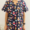 Christmas Unisex Printed Scrubs - Navy Santa