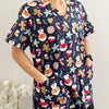 Christmas Unisex Printed Scrubs - Navy Santa