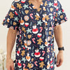 Christmas Unisex Printed Scrubs - Navy Santa