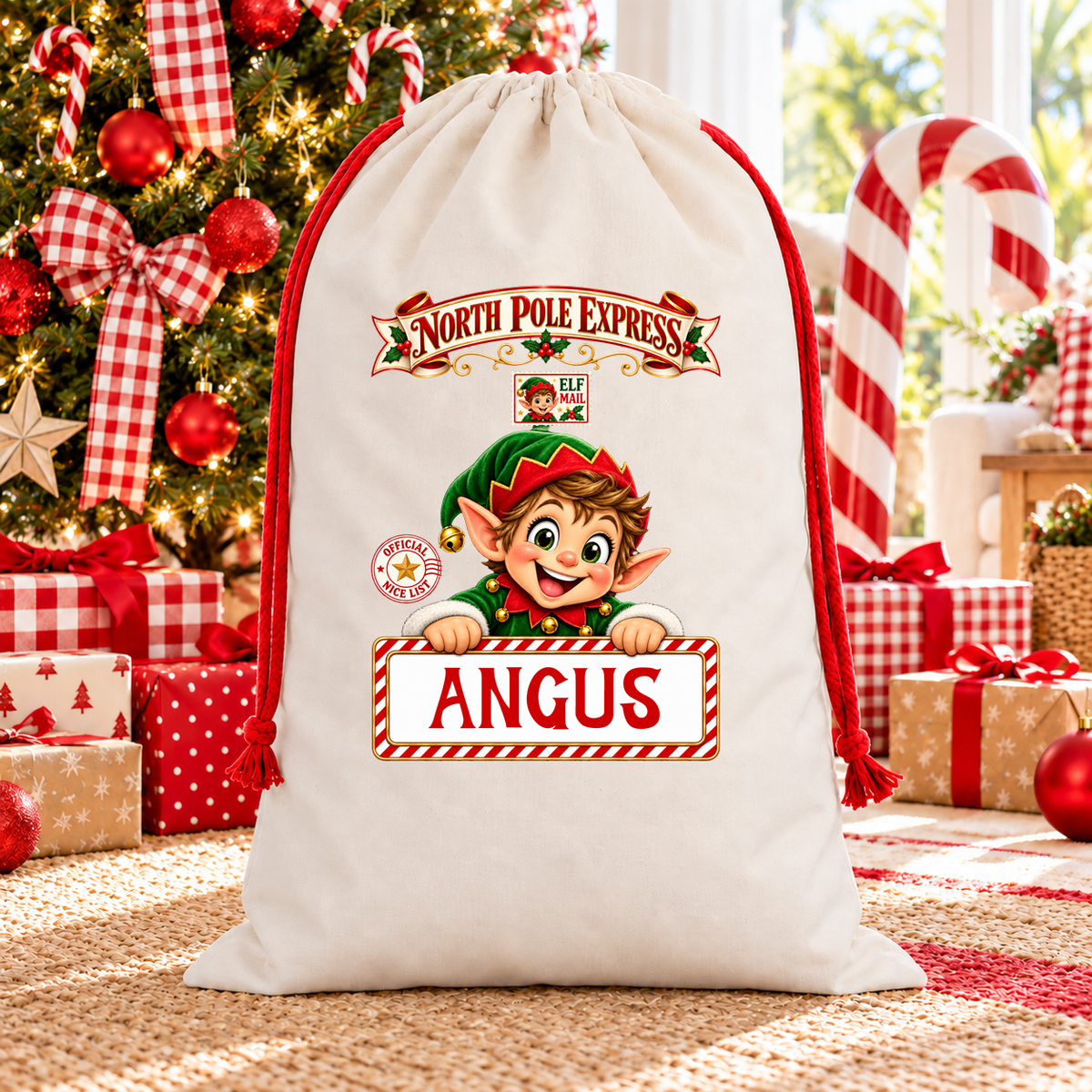 Personalised Christmas Santa Sack – North Pole Express - Elf
