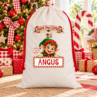 Personalised Christmas Santa Sack – North Pole Express - Elf