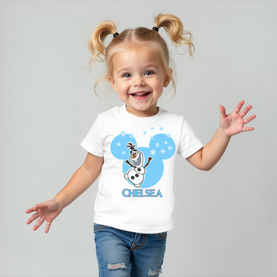 Chillin’ with Olaf Mickey Ears T-shirt featuring Olaf in Mickey ears silhouette design