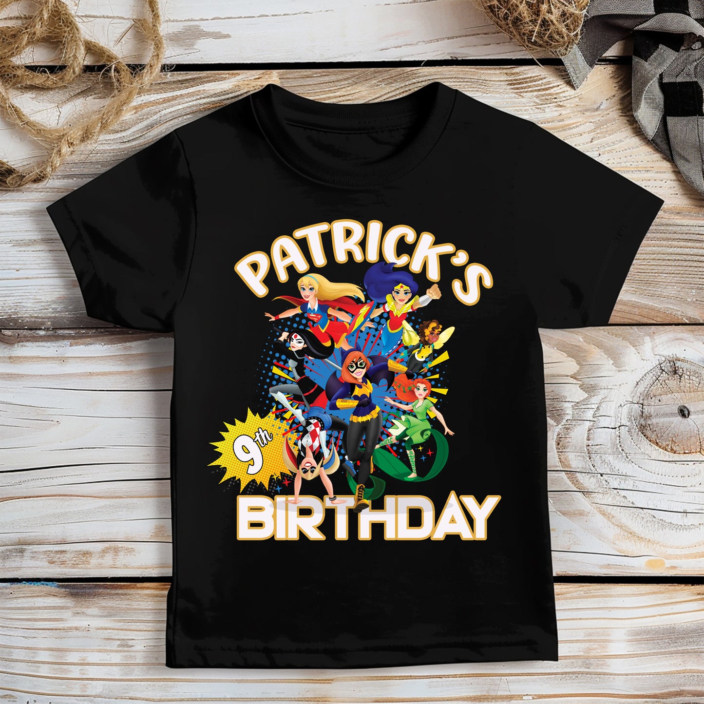Fun kids birthday superhero graphic tee