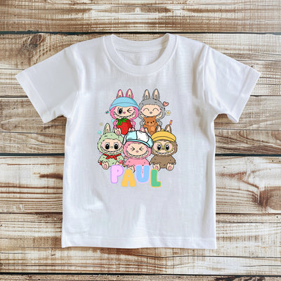 Custom Name Labubu Inspired Tee in white cotton