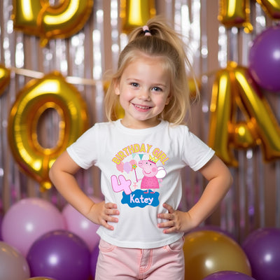  Peppa Pig inspired kids birthday t-shirt with personalised name