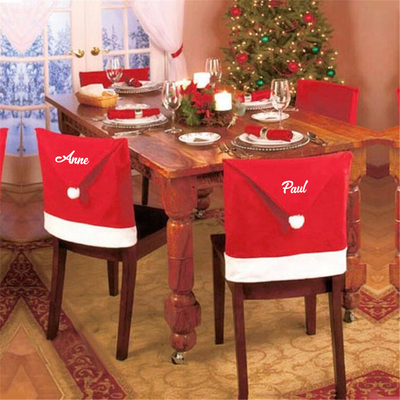 Personalised Christmas chair cover set with festive holiday design