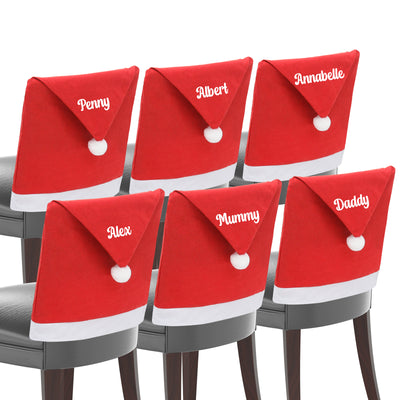 Personalised Christmas Chair Cover Sets - Santa Hat Festive Holiday Decorations