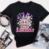 Berry Bash Labubu birthday party t-shirt featuring monster character design with balloon and gift details.