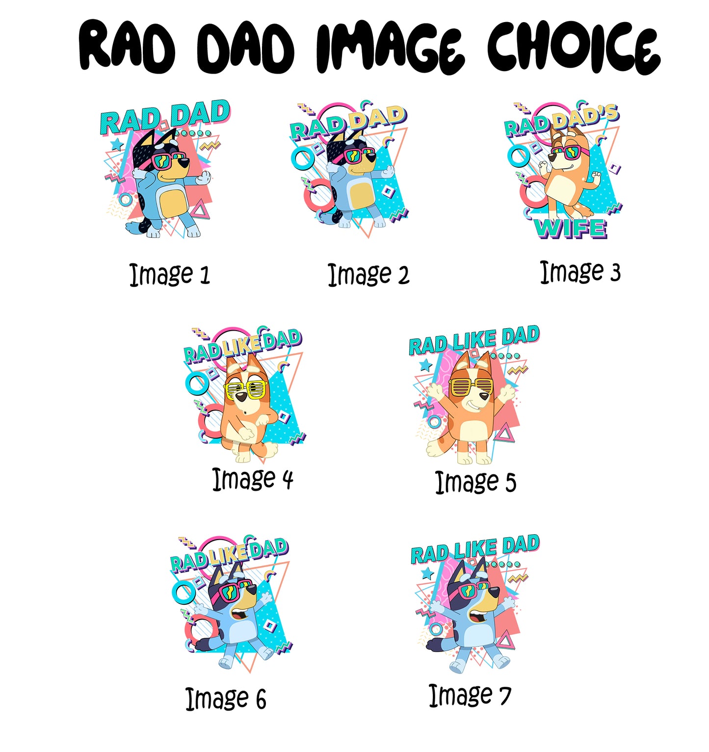 Rad Dad & Matching Family – Bluey Inspired Tshirt