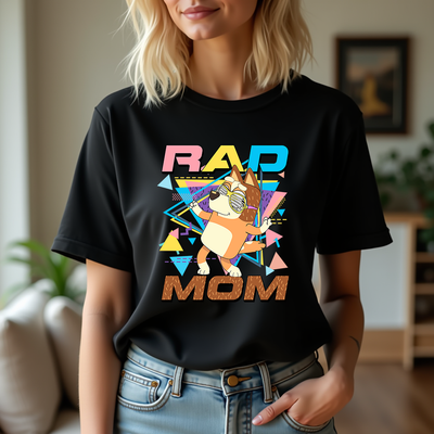 Black Rad Mom Chilli shirt with cartoon design inspired by Bluey