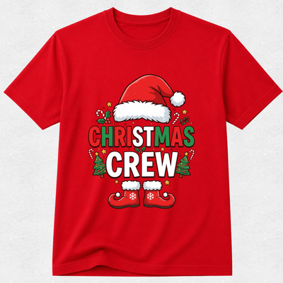 Christmas Crew - Santa Hat & Boots Matching Family Tshirts