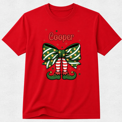 Elf Bow Shoes - Personalised Christmas Tshirt