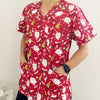 Christmas Unisex Printed Scrubs - Red Santa