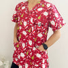 Christmas Unisex Printed Scrubs - Red Santa