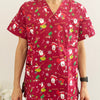 Christmas Unisex Printed Scrubs - Red Santa Claus