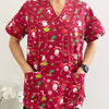 Christmas Unisex Printed Scrubs - Red Santa Claus