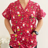 Christmas Unisex Printed Scrubs - Red Santa Claus