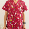 Christmas Unisex Printed Scrubs - Red Santa Claus