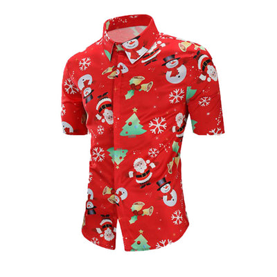 Christmas Button Up Shirt  – Red Santa
