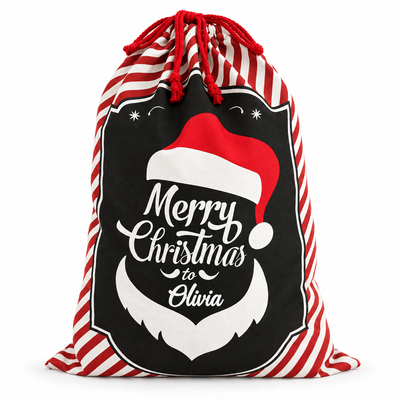 Christmas Sacks Personalised - Red and Black Stripe
