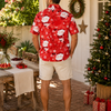 Christmas Button Up Shirt  – Red
