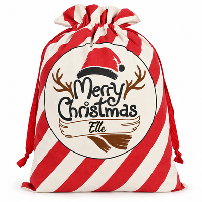 Christmas Sacks Personalised - Red and White Stripe