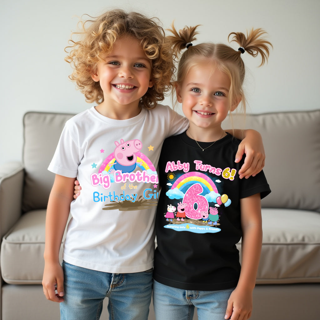 Muddy Puddles - Big Brother or Sister - Peppa Pig Inspired Birthday T-Shirt