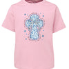 He Is Risen Christian T-Shirt- Blue Cross with Bow Easter Tee