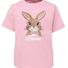 Pink t-shirt with a bunny graphic and 'Elianna' text on a white background