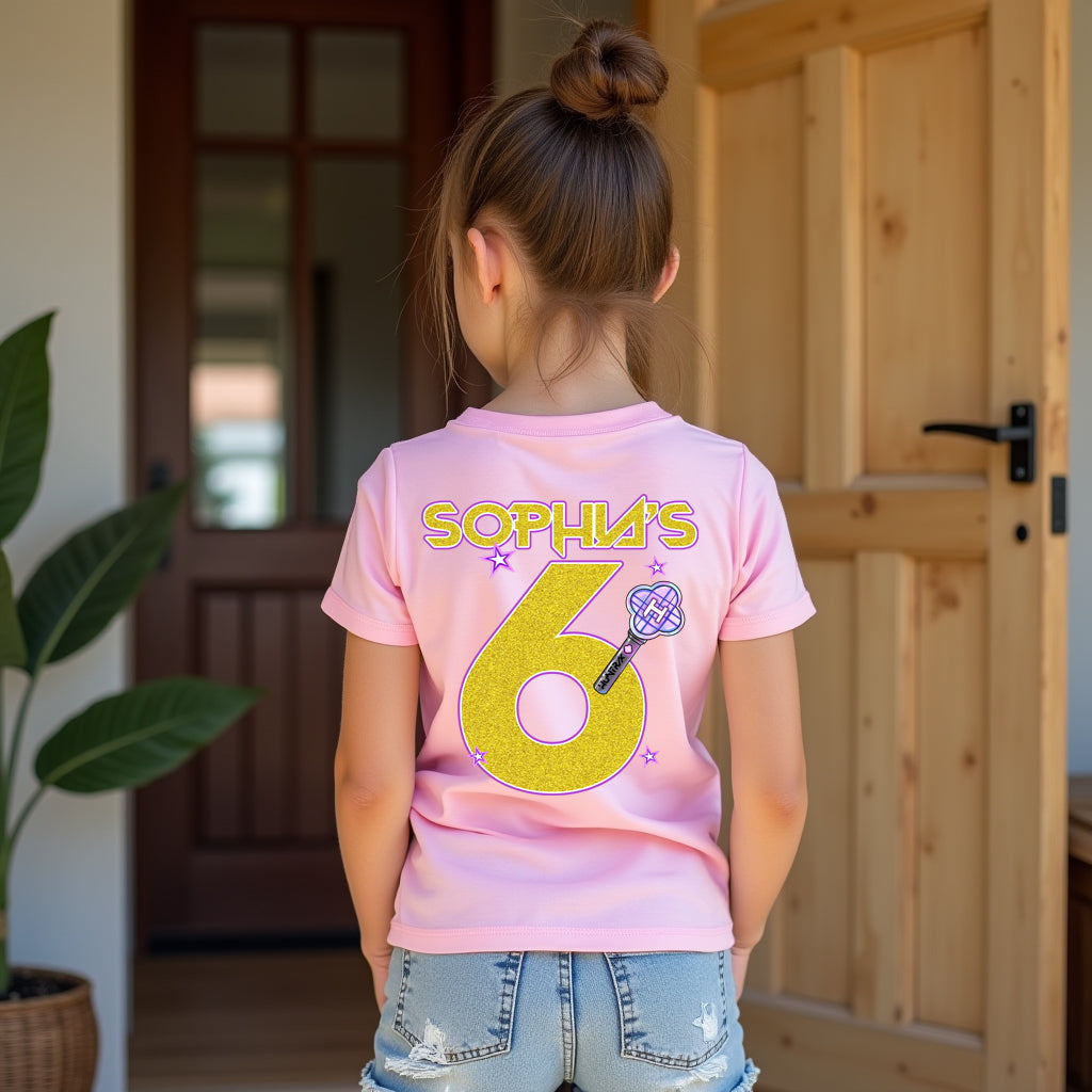 K-Pop Birthday Girl with Name and Age Tshirt - Demon Hunters Front & Back