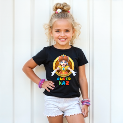 Super Mario inspired kids birthday t-shirt back design