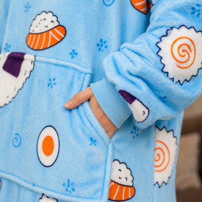 Oversized Wearable Blanket Hoodie – Plush & Personalised - Sushi