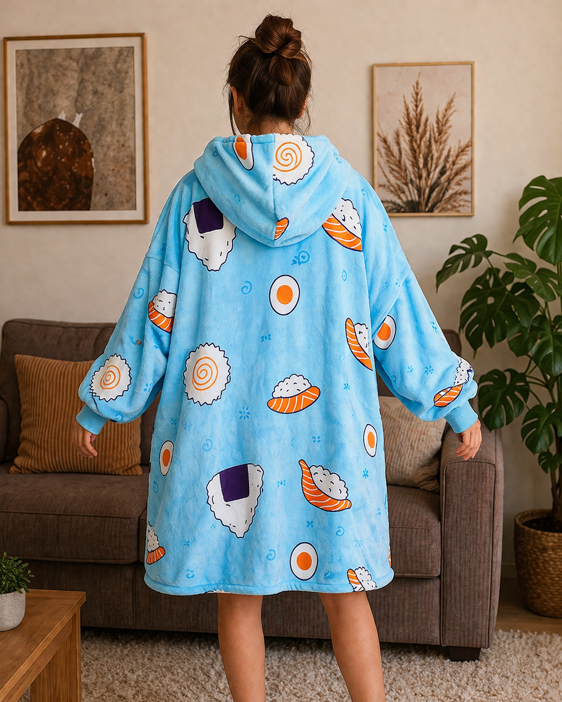 Oversized Wearable Blanket Hoodie – Plush & Personalised - Sushi